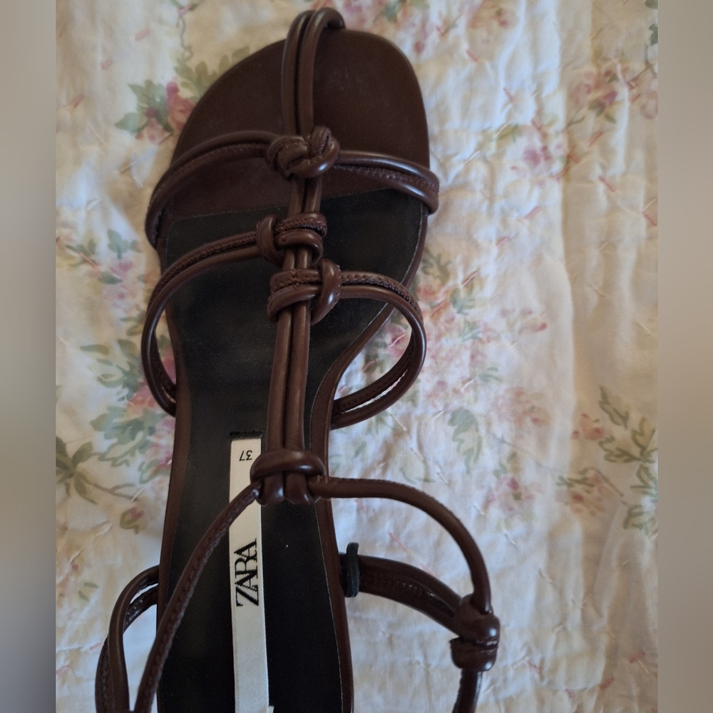 Zara Strappy Sandals With Ankle Tir